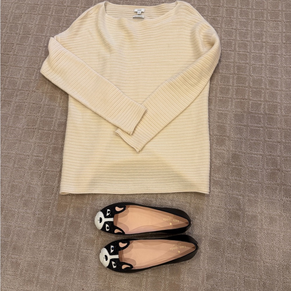 Vince Cashmere Cream Ribbed Sweater